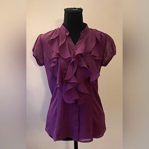 Studio Y- Y2K Purple Ruffled Cap Sleeve Blouse Size XS/S